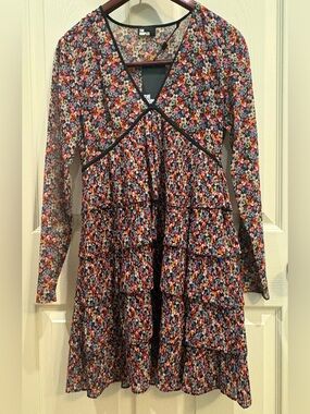 The Kooples Blazing Field Floral  Floral Print V-Neck Dress Mini